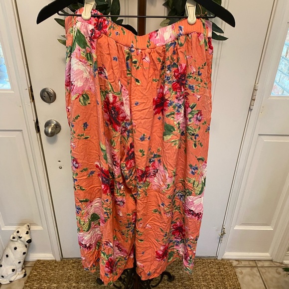 Terra & Sky Colorful Floral Cropped Wide Leg Pants 0X 14W - Picture 2 of 7